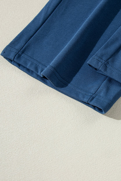 Sail blue high-waist wide-leg sweatpants with pockets and drawstring