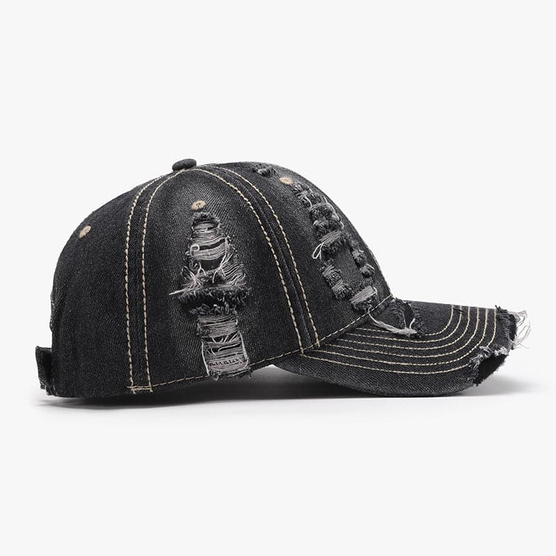 Distressed Adjustable Cotton Baseball Cap.