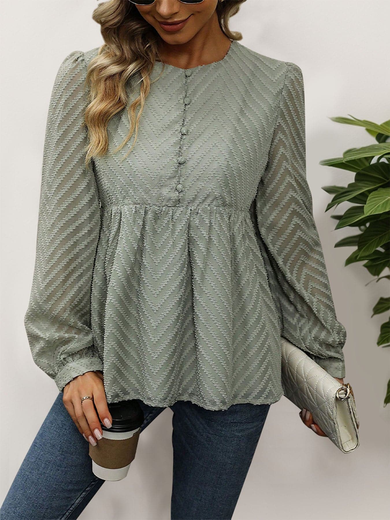 Chic long sleeve peplum blouse