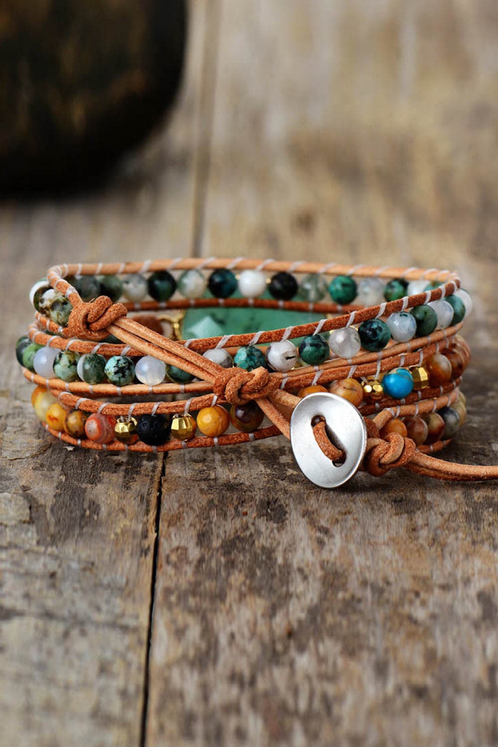 Natural Stone & Agate Layered Bracelet.