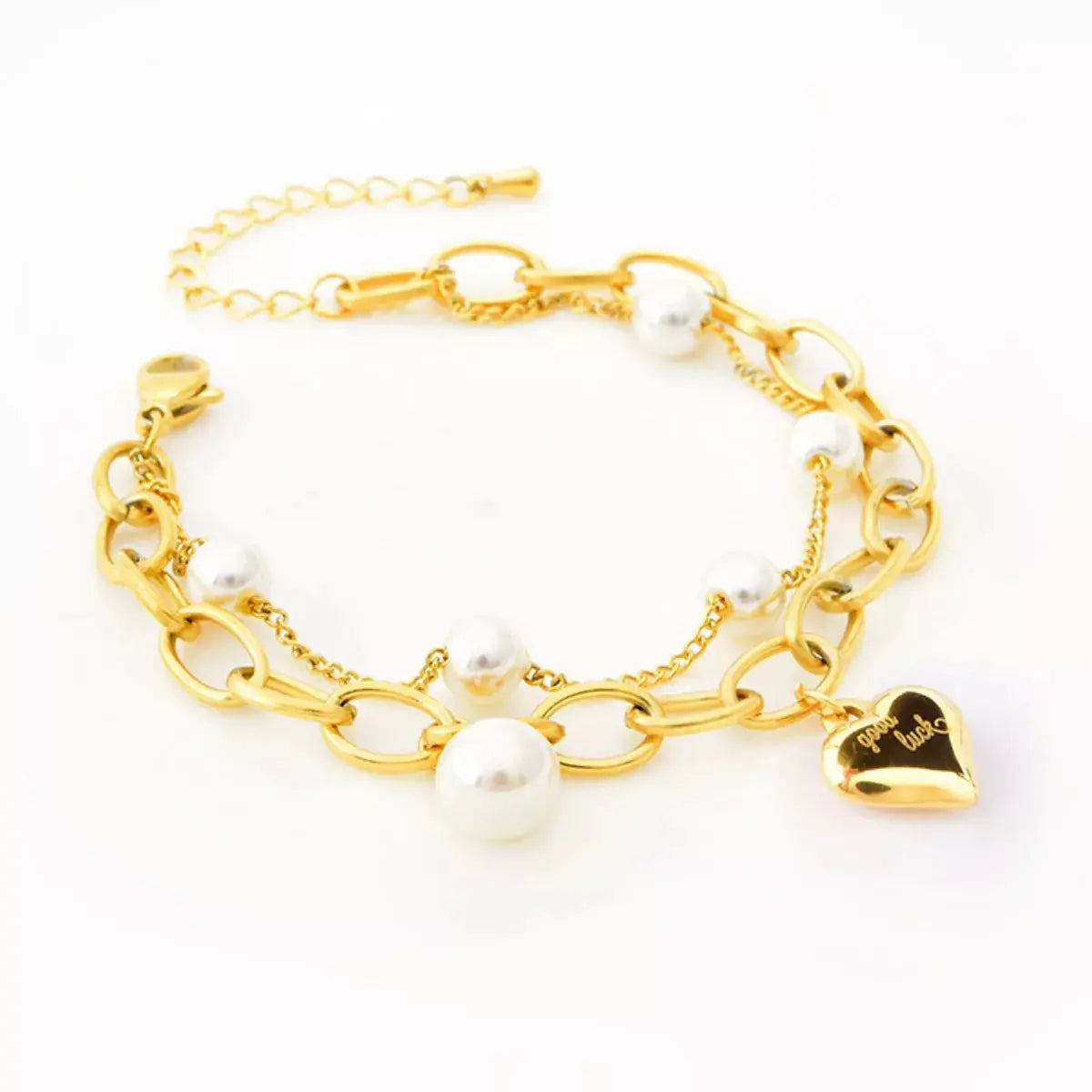18K Gold-Plated Heart Charm Bracelet Simply Love