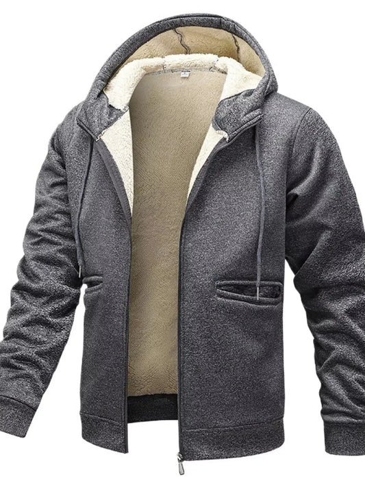 Men's Full Size Warm Fleece Lined Zip-Up Hoodie Plus Size Simply Love