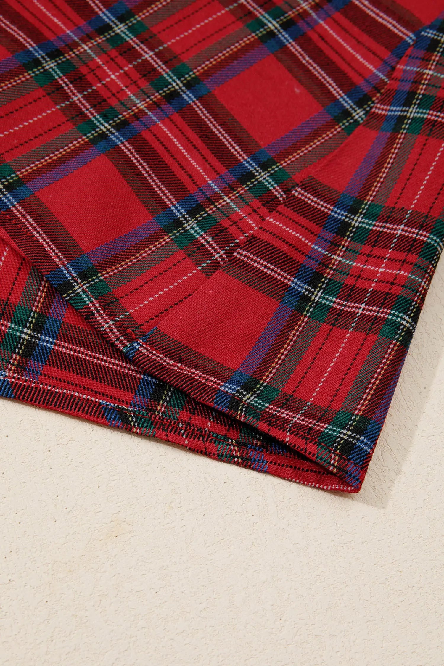 Red Tartan Plaid Square Neck Puff Sleeve Knot Waist Flared Midi Dress Dear-Lover Dropshipping