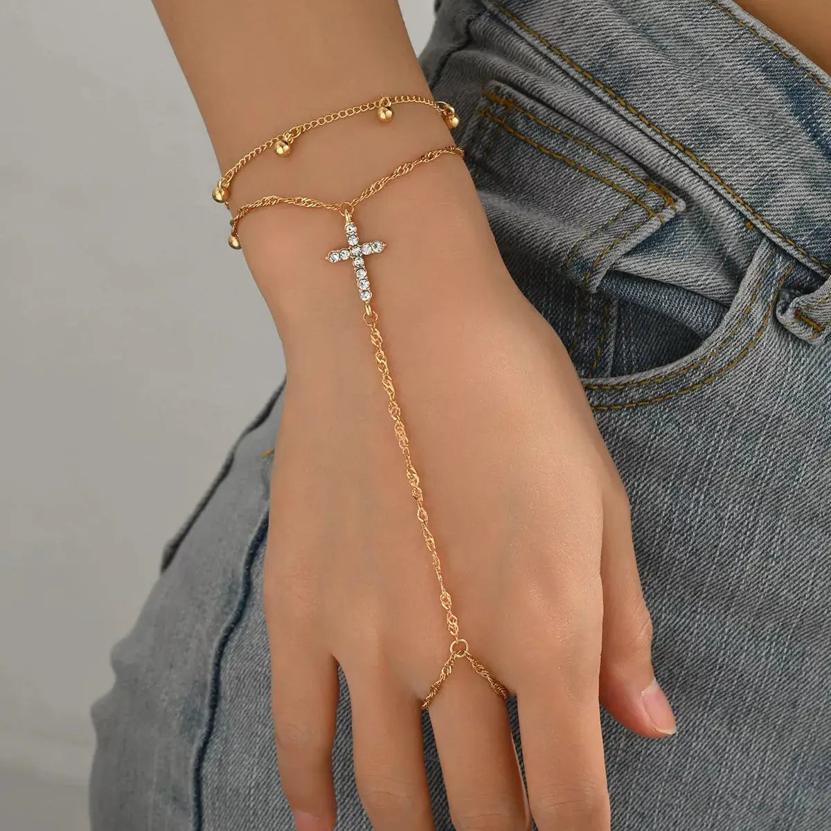 18K Gold-Plated Chain Cross Bracelet Simply Love