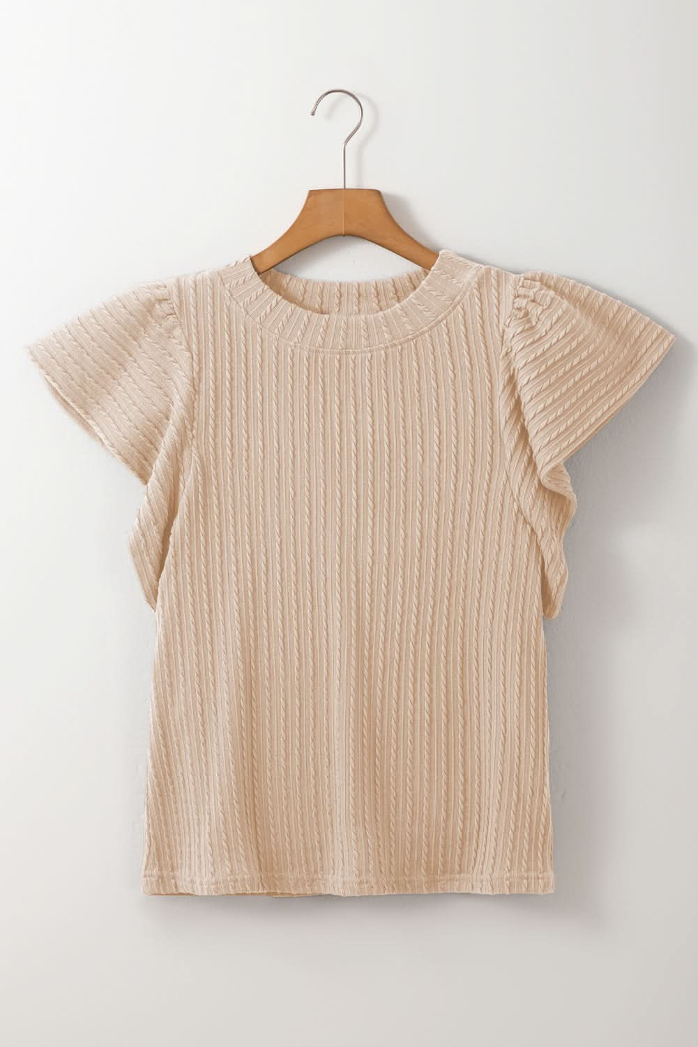 Textured Cap Sleeve Round Neck Top