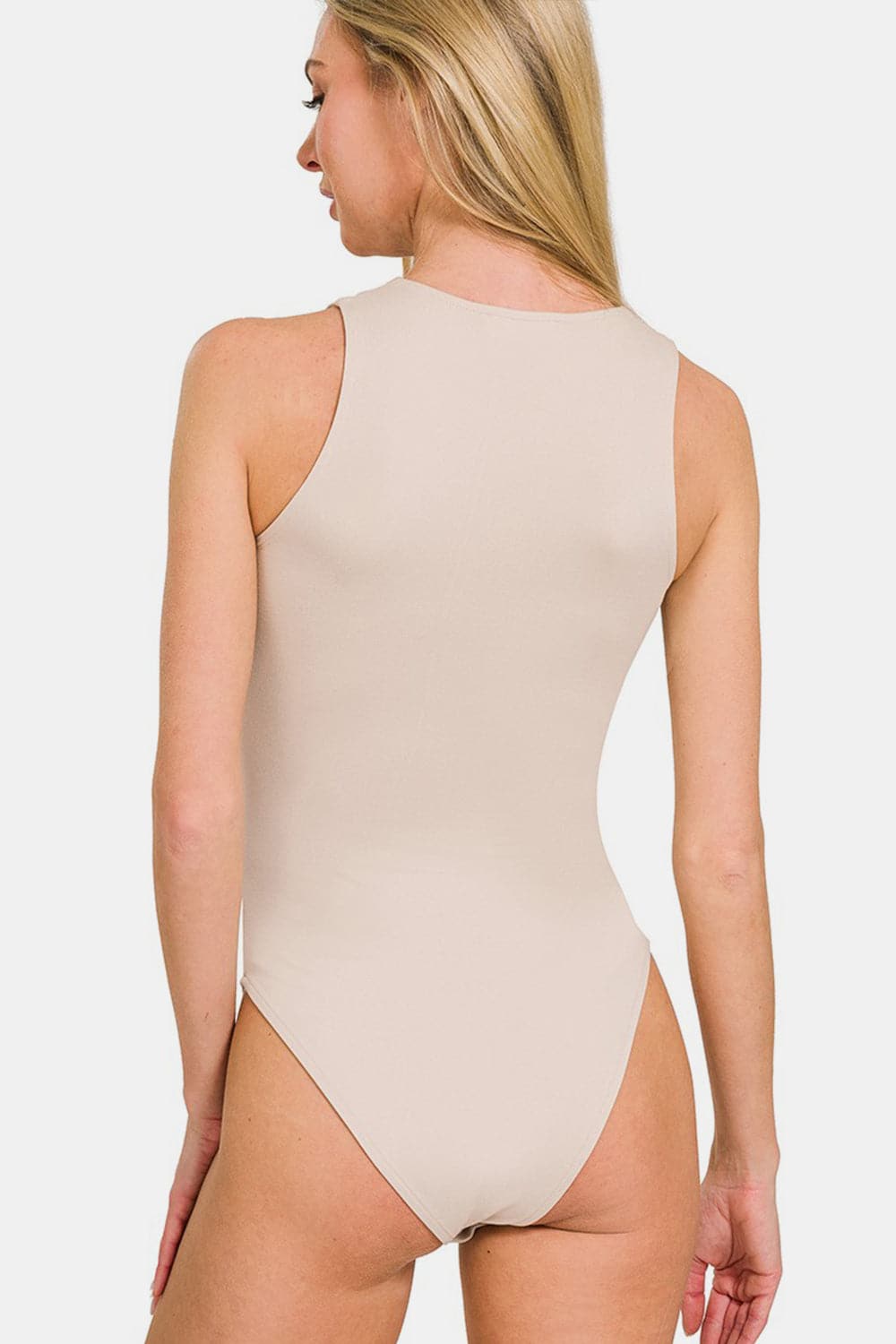 Zenana Round Neck Sleeveless Padded Bodysuit.