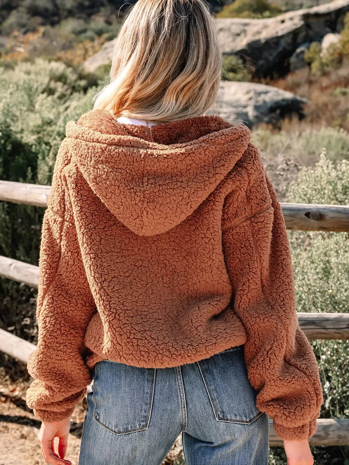 Zip Up Hooded Sherpa Jacket Simply Love