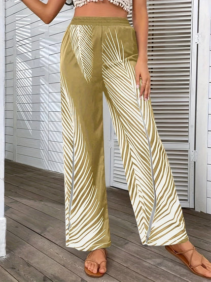 Printed Wide Leg Pants.