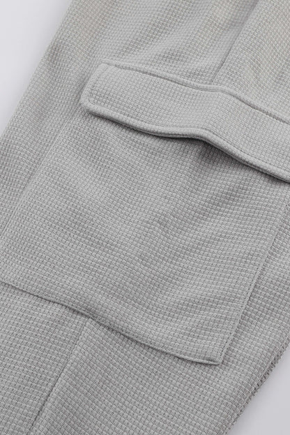 Gray waffle cargo joggers