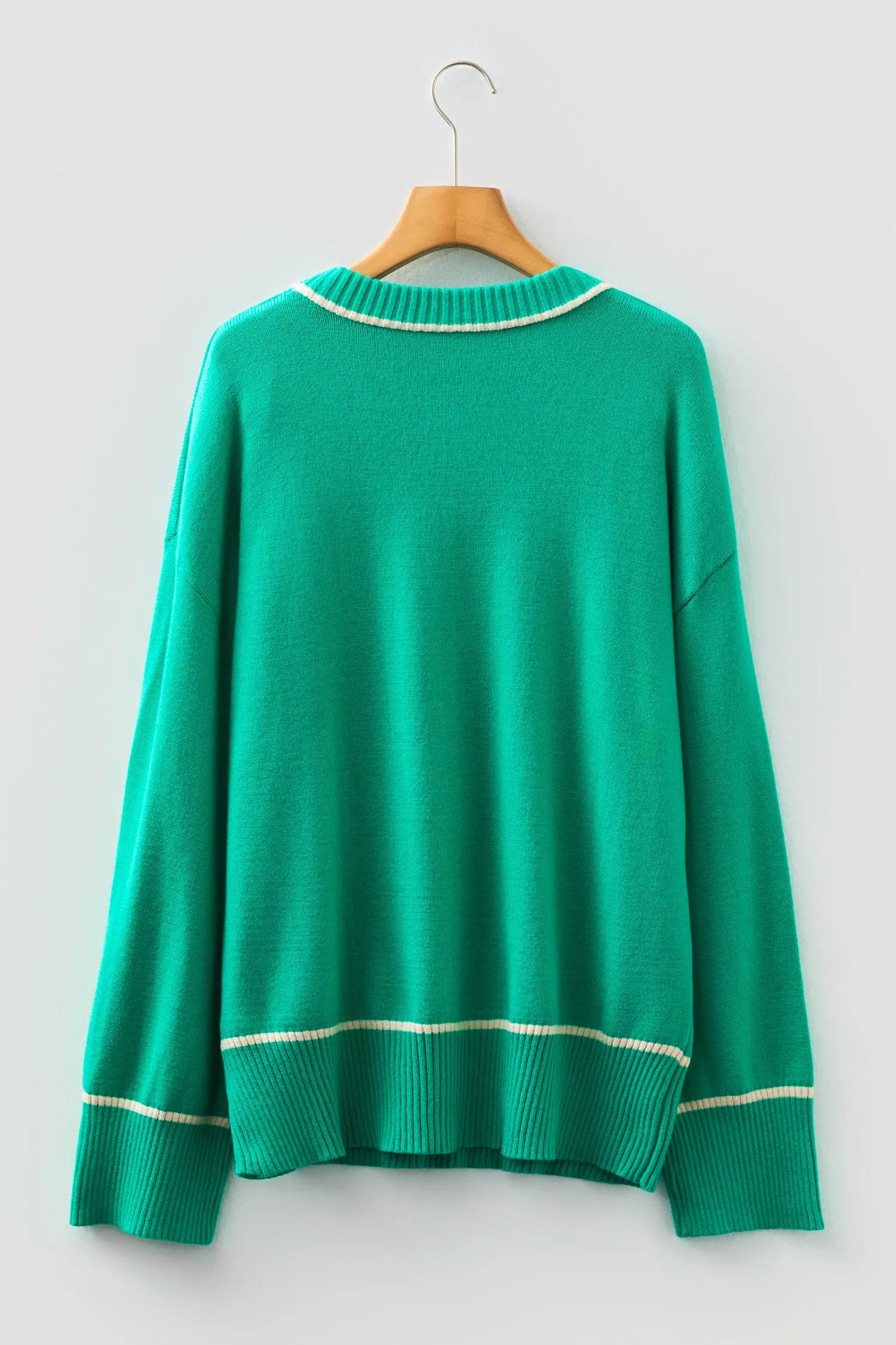 Sea Green Contrast Detail Drop Shoulder Baggy Oversized Knit Sweater Dear-Lover Dropshipping