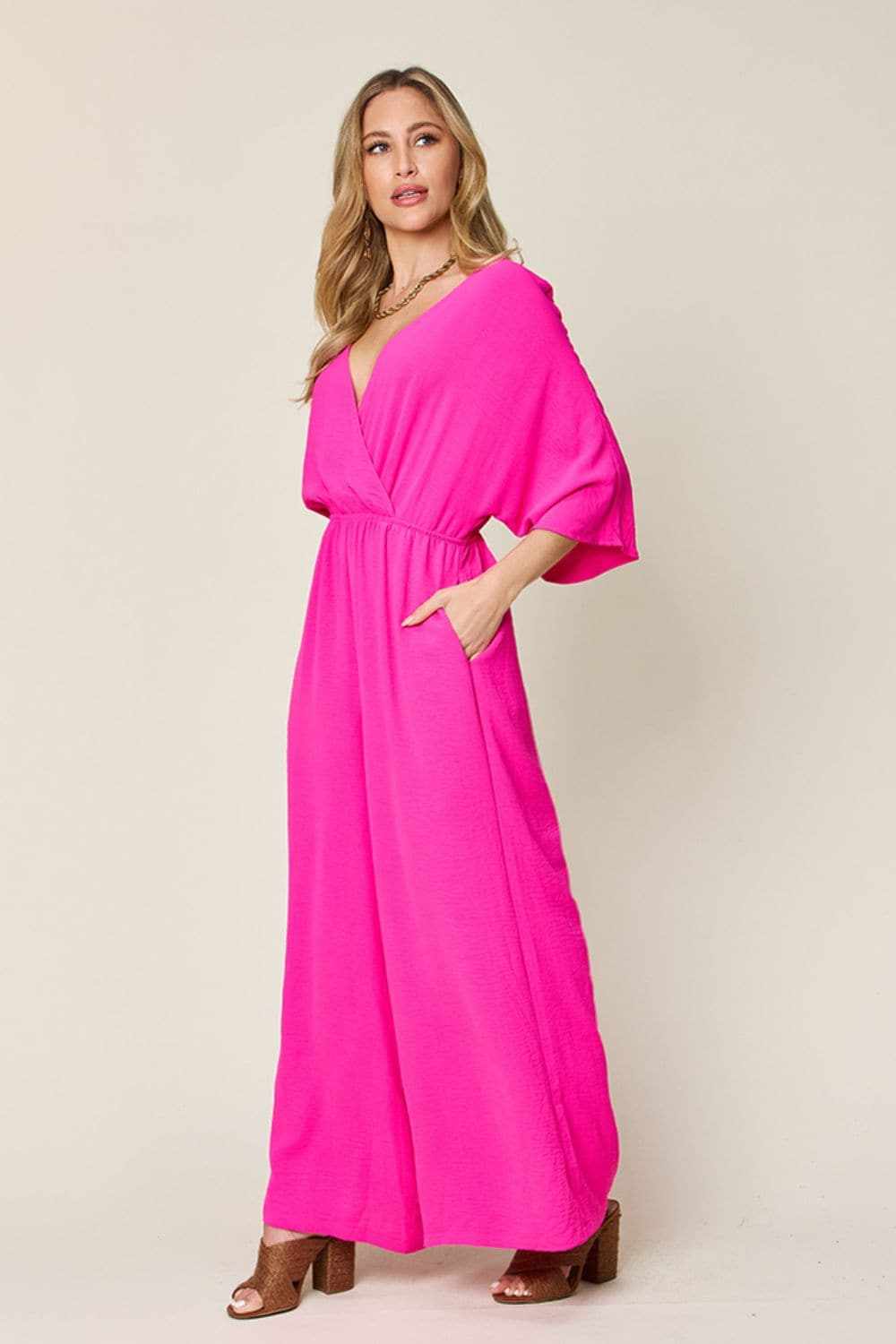 Chic surplice wide leg jumpsuit - Love Salve 