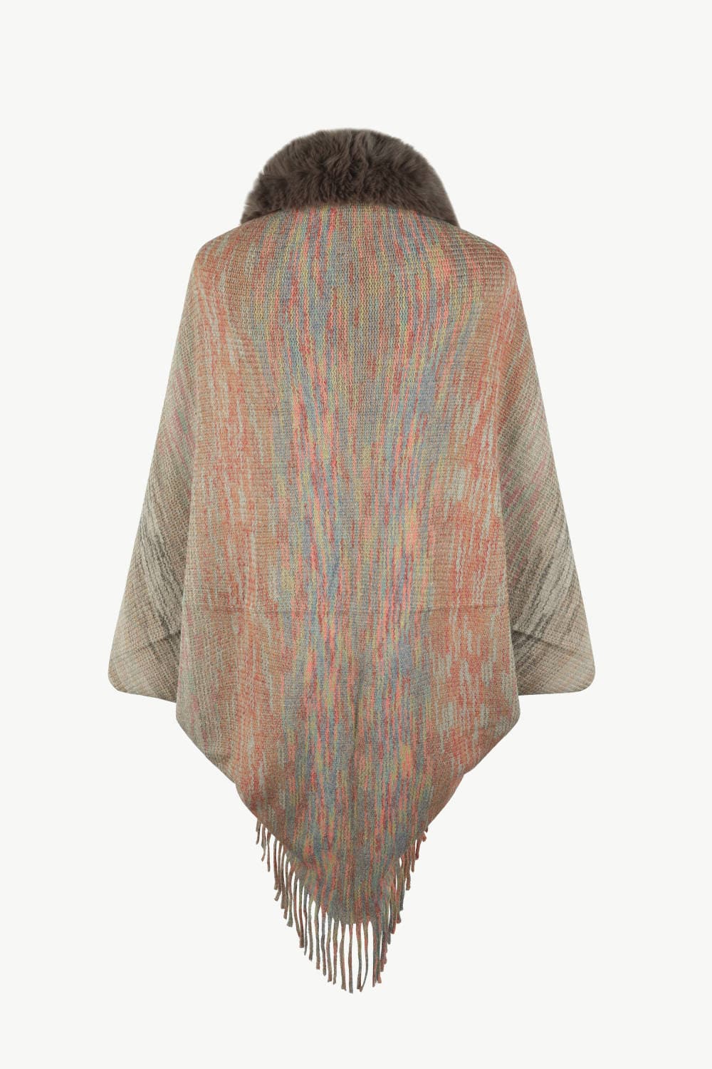 Open Front Fringe Hem Poncho.