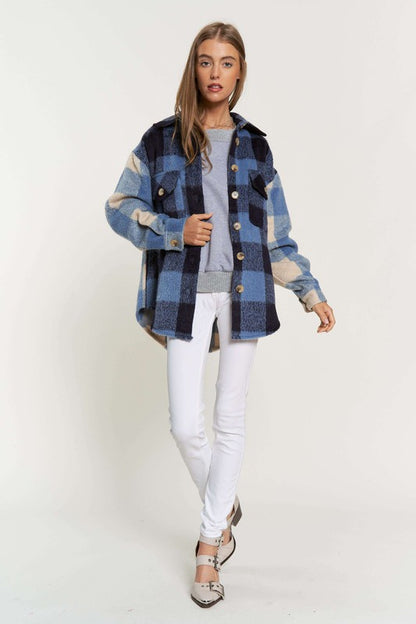 Plaid Utility Shacket with Pocket