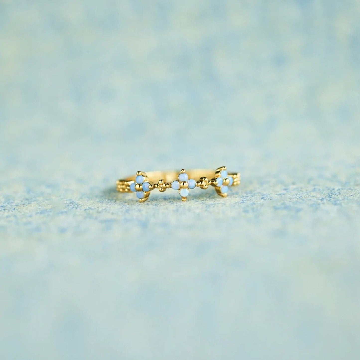 925 Sterling Silver Inlaid Zircon Flower Ring.