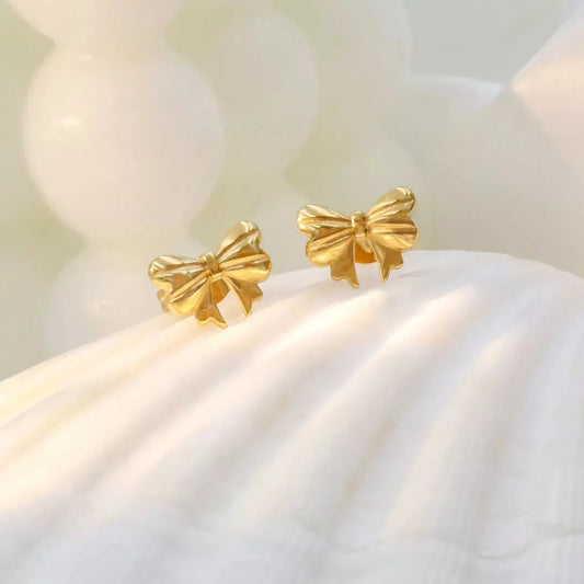 18K Gold-Plated Bow Earrings Simply Love