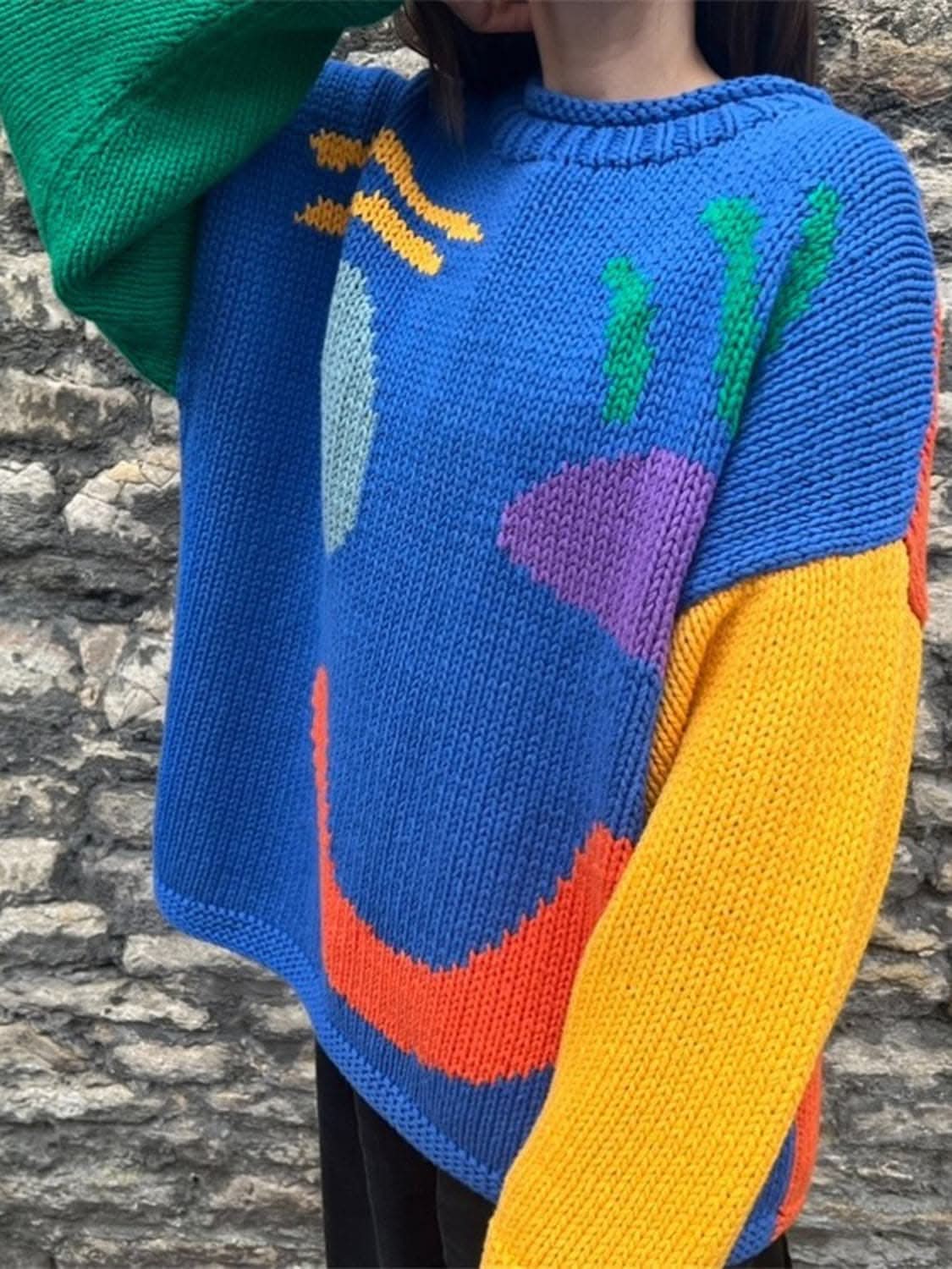 Cozy colorblock pullover, 100% polyester - Love Salve 