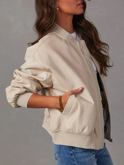 Trendy zip-up long sleeve jacket with pockets