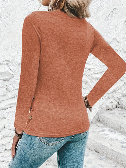 Versatile heathered v-neck long sleeve tee for ultimate comfort