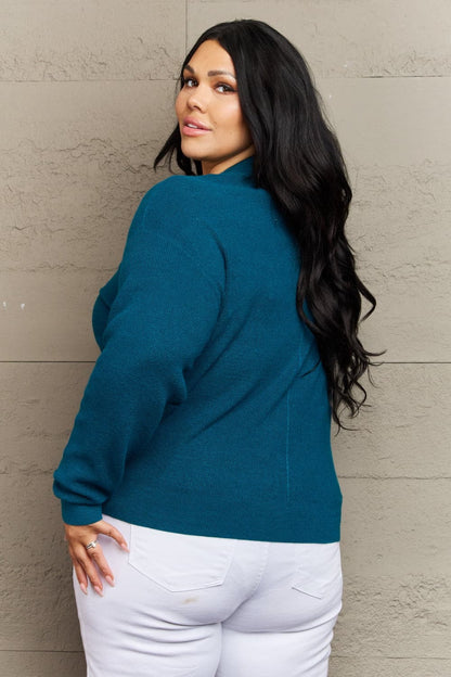 Zenana Kiss Me Tonight Full Size Button Down Cardigan in Teal.