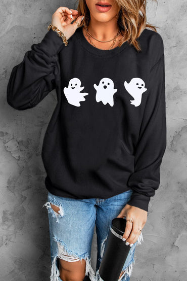 Ghost Round Neck Long Sleeve Sweatshirt.