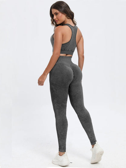 Scoop Neck Wide Strap Top and Pants Active Set.