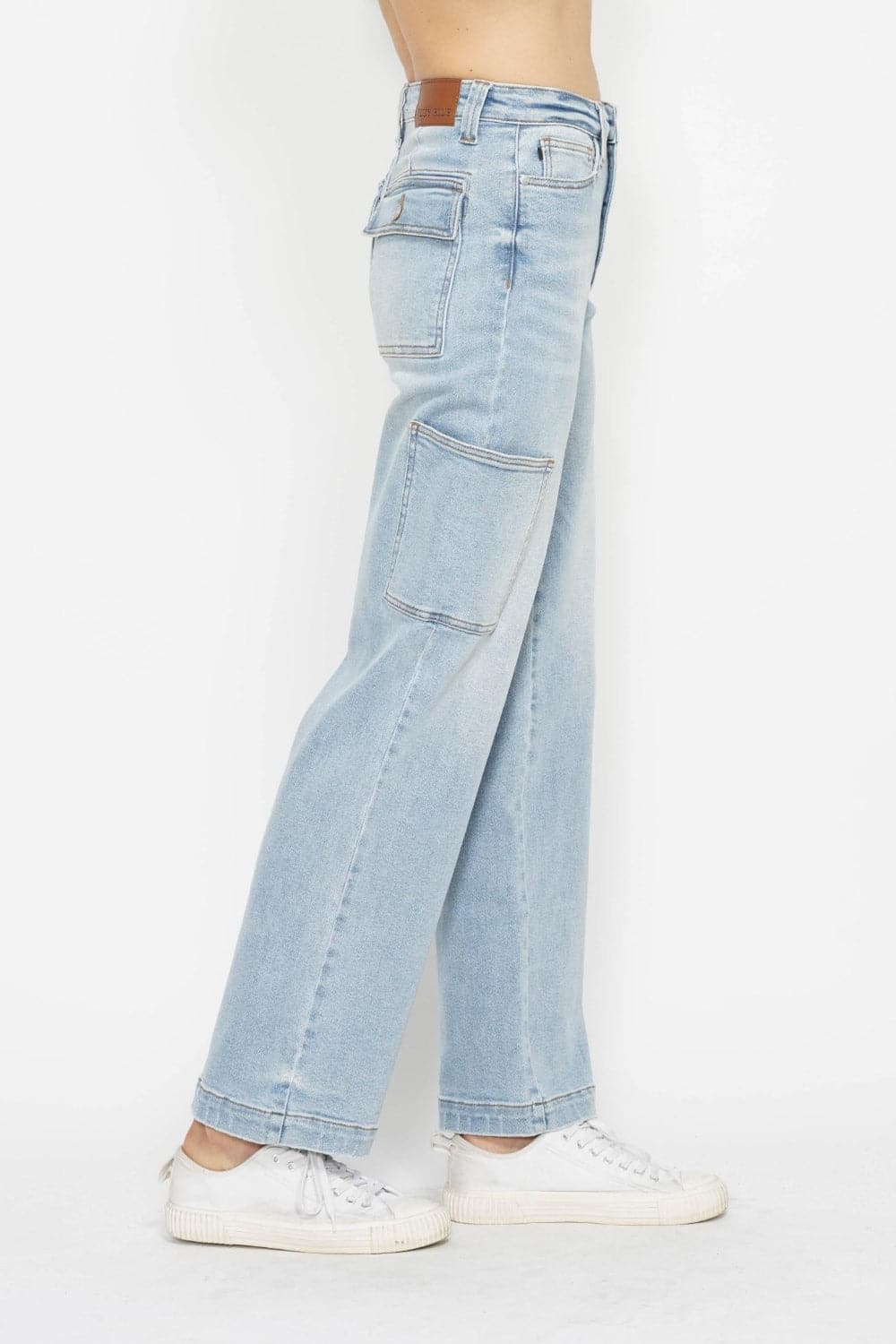 Judy Blue Full Size High Waist Straight Cargo Jeans.