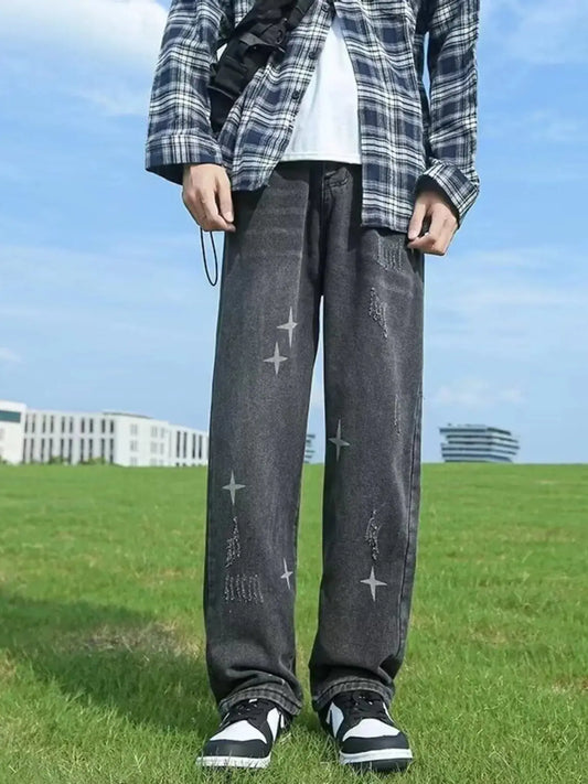 Men's Full Size Distressed Wide Leg Jeans Plus Size Simply Love