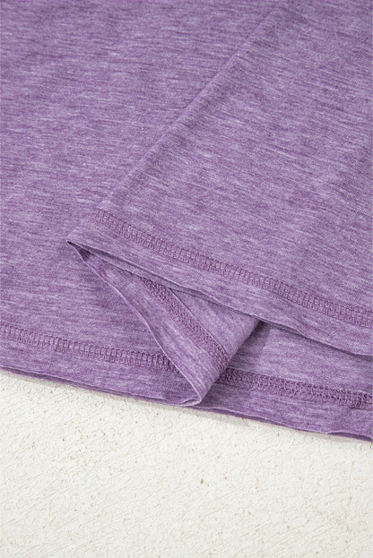 Tillandsia Purple Contrast Print Striped Raglan Long Sleeve