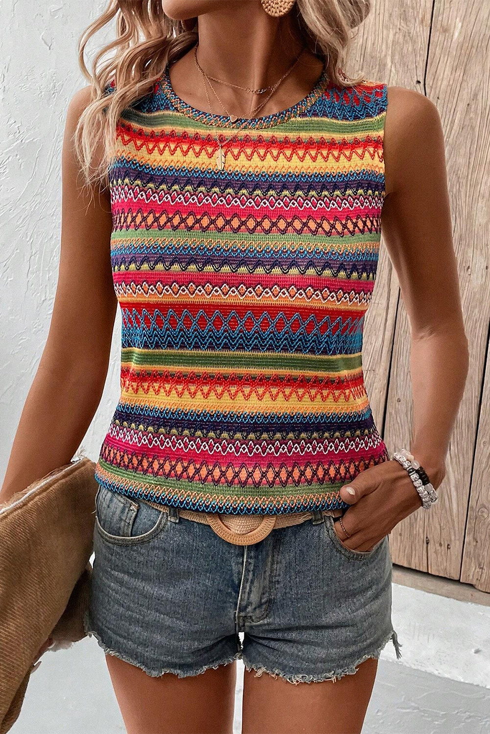 Chic yellow ethnic tank top