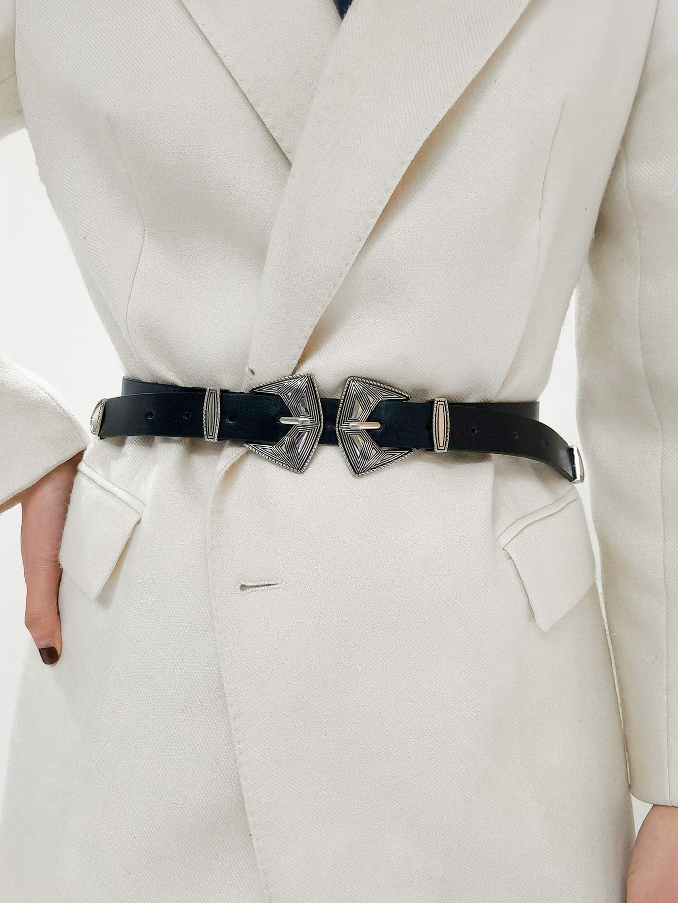 Double Buckle PU Leather Belt.