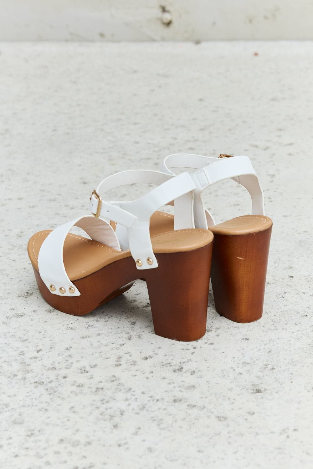 DDK Time After Time Wooden Platform Strap Heels.