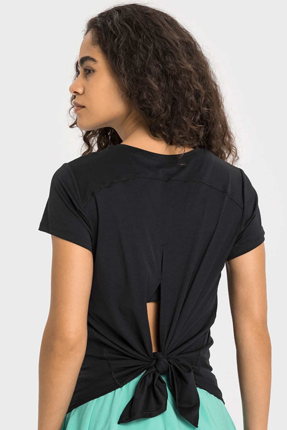 Tie Back Short Sleeve Sports Tee.