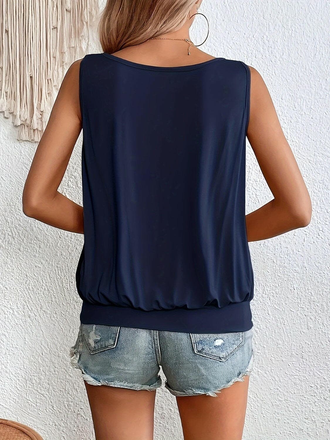 Full Size Ruched Scoop Neck Tank.