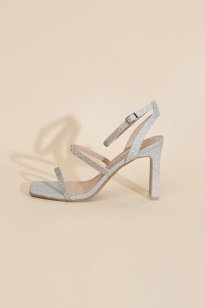 DEVIN-1 Silver Rhinestone Heels.