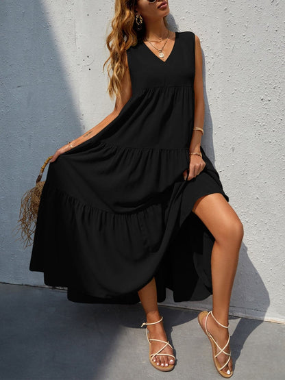 Tiered V-Neck Sleeve Dress.