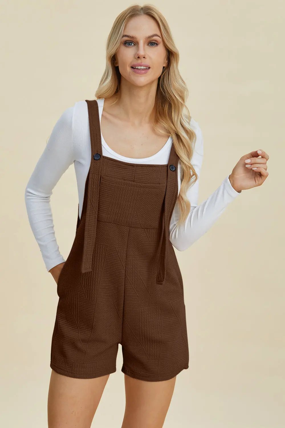 Double Take Full Size Texture Sleeveless Romper - Love Salve