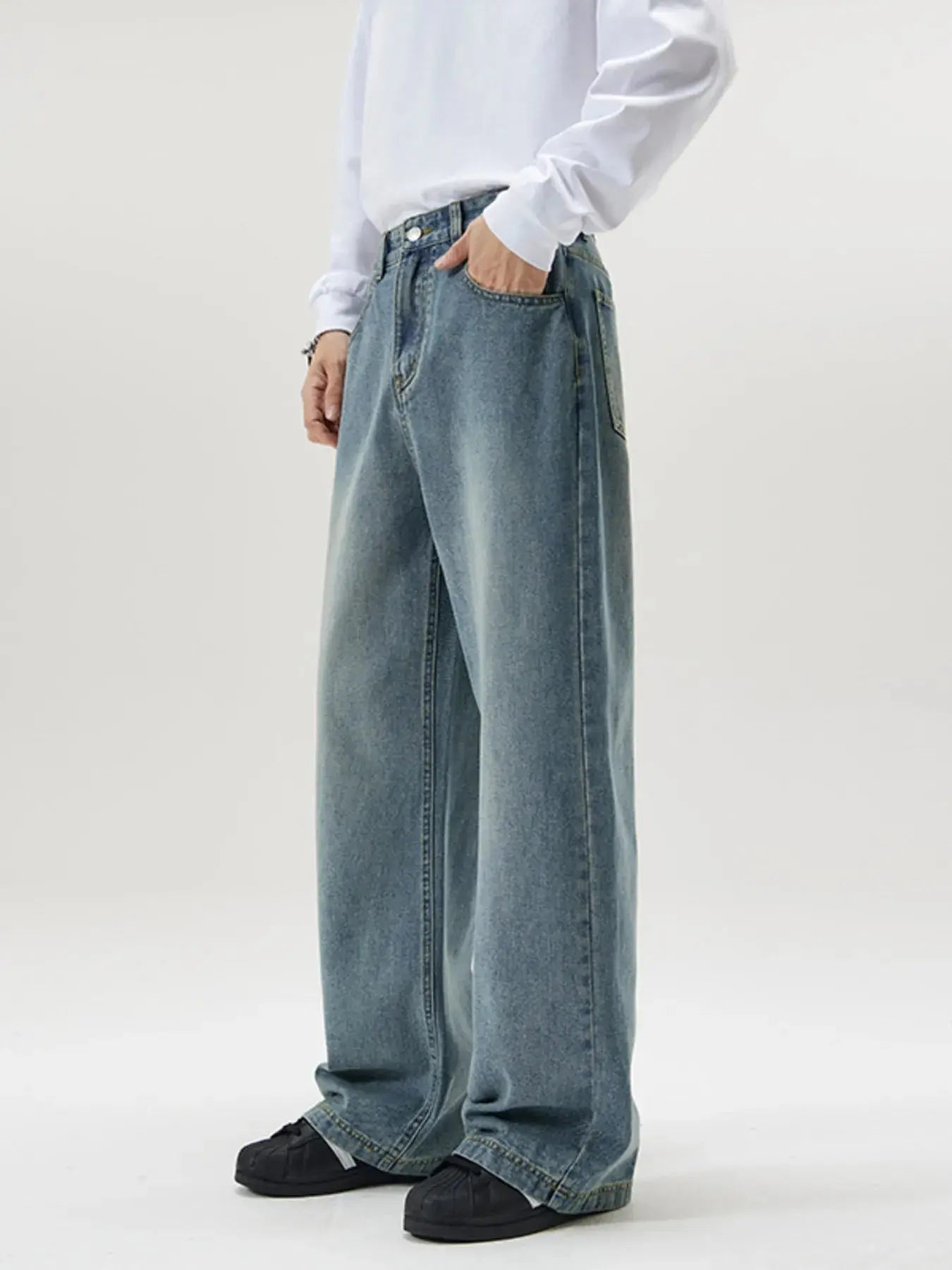 Men's Full Size Vintage Wash Wide Leg Jeans Plus Size Simply Love