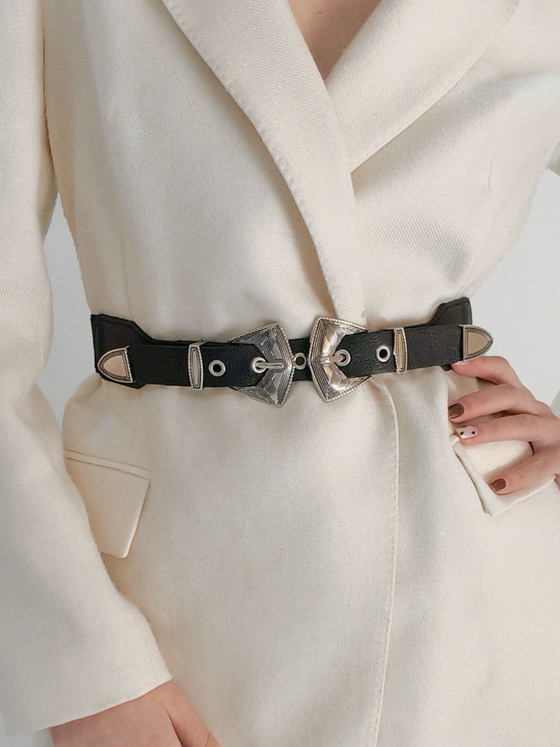 Double Buckle PU Leather Belt.