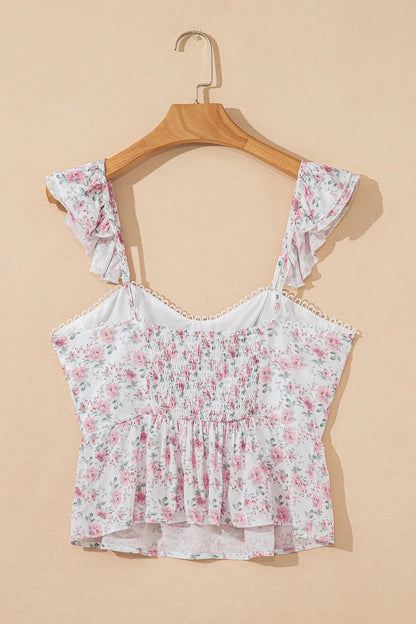 Floral Flutter Peplum Tank Top