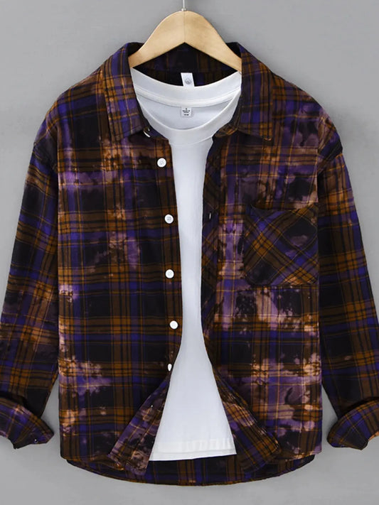 Men's Plus Size Plaid Casual Long Sleeve Shirt Simply Love