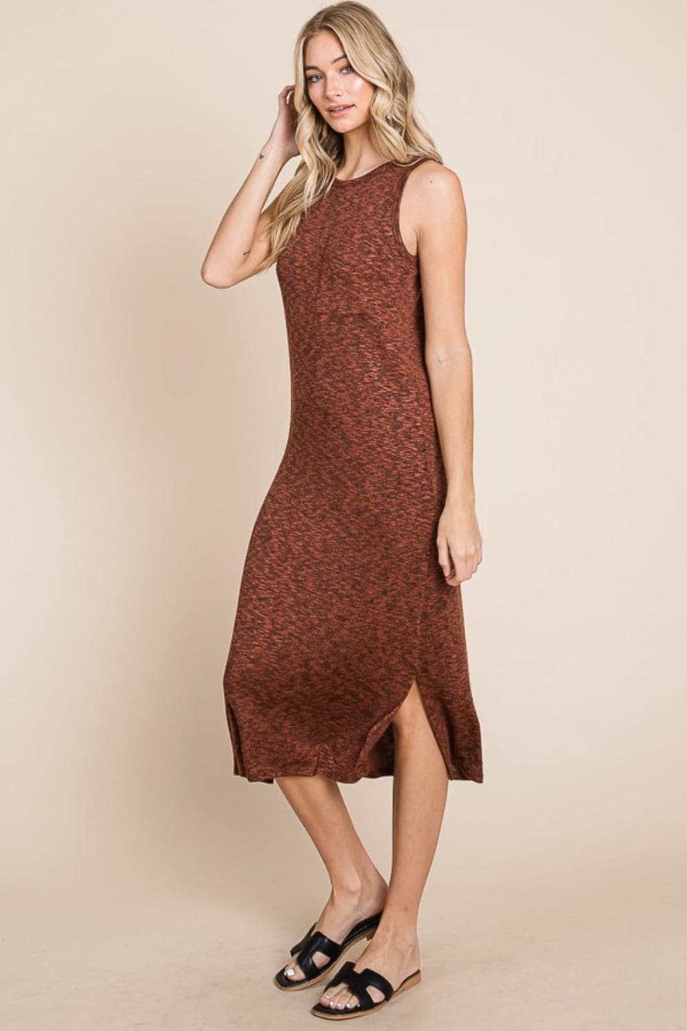 Chic Sleeveless Midi Dress With Slit for Effortless Style