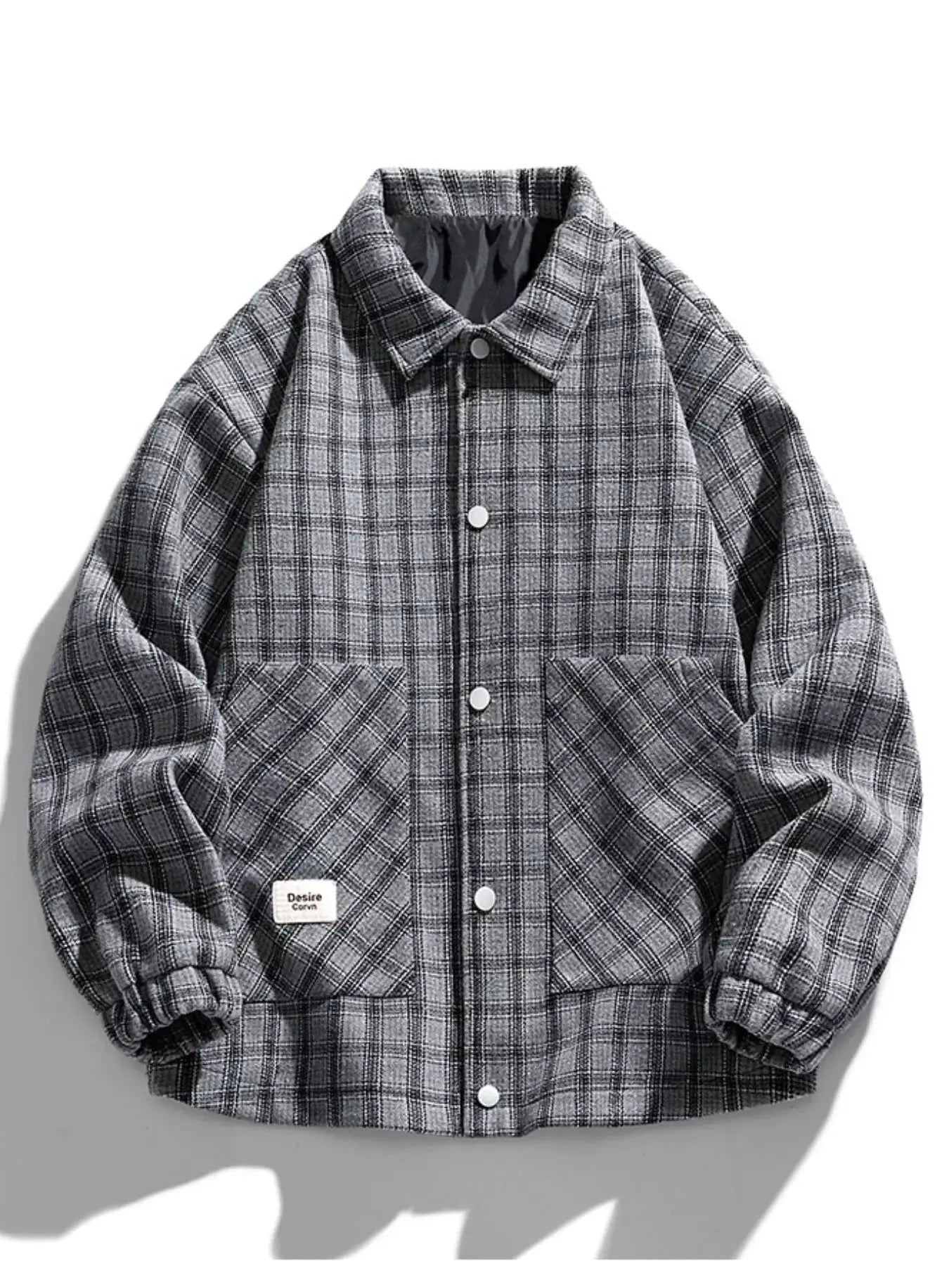 Men's Plus Size Casual Plaid Button-Up Jacket Simply Love