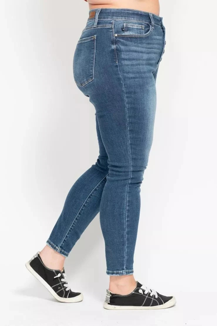 Judy Blue Full Size High Rise Button Fly Skinny Jeans Plus Size Coco’s Tee Boutique