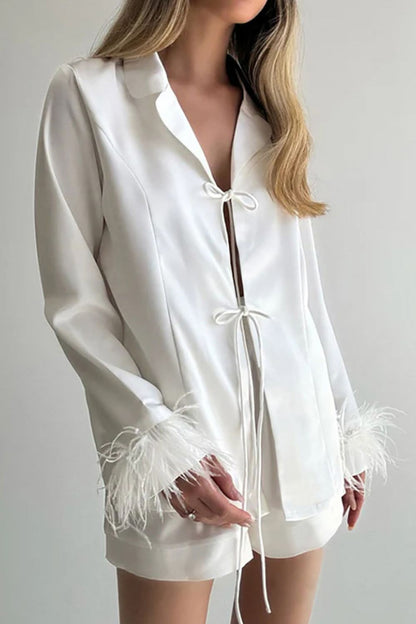 Fringe-Detail Soft Comfort Top and Shorts Duo