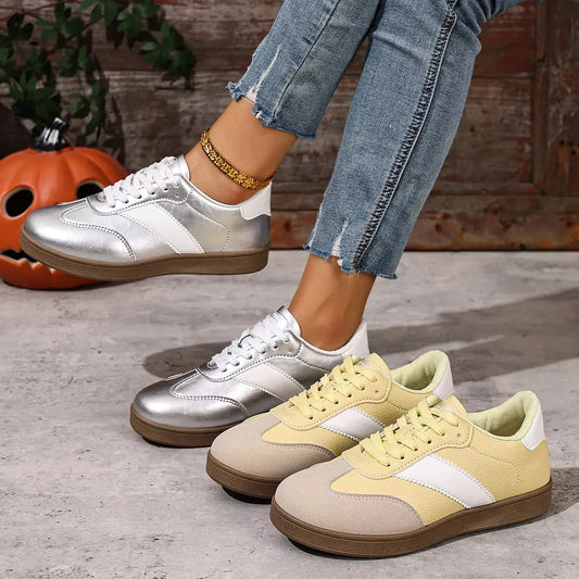 Round Toe Lace Up Sneakers Simply Love