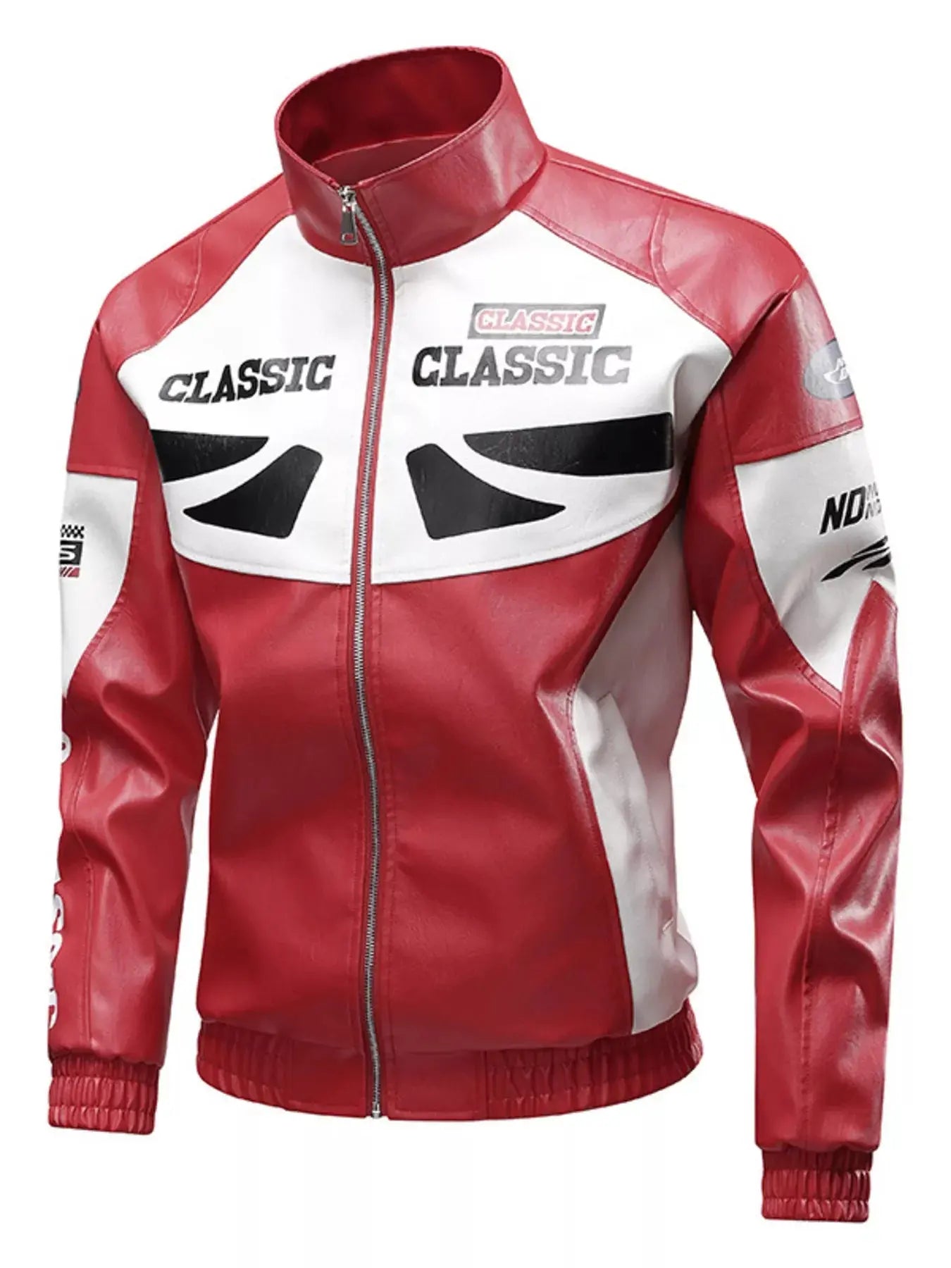 Men's Plus Size Stand Collar Leather Moto Jacket Simply Love