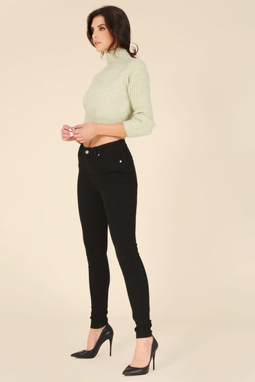 Sleek black stretch denim skinny jeans