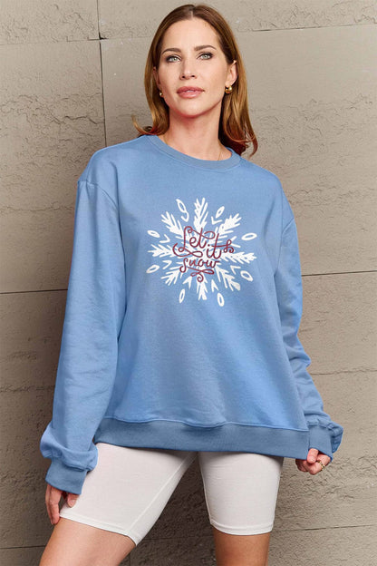 Simply Love Full Size LET IT SNOW Long Sleeve Sweatshirt.