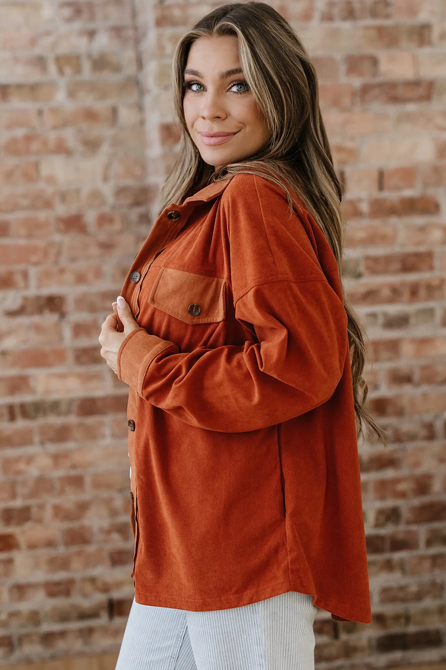 Dear-Lover Gold Velvet Shacket Women's Casual Flap Pockets Versatile Fall Layering Dear-Lover Dropshipping