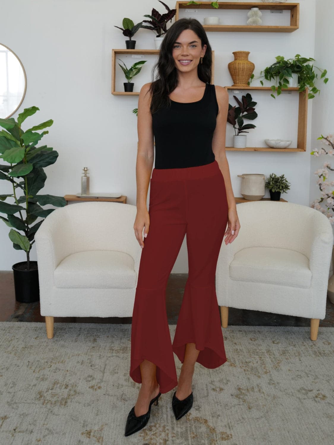 Chic high-low bootcut pants